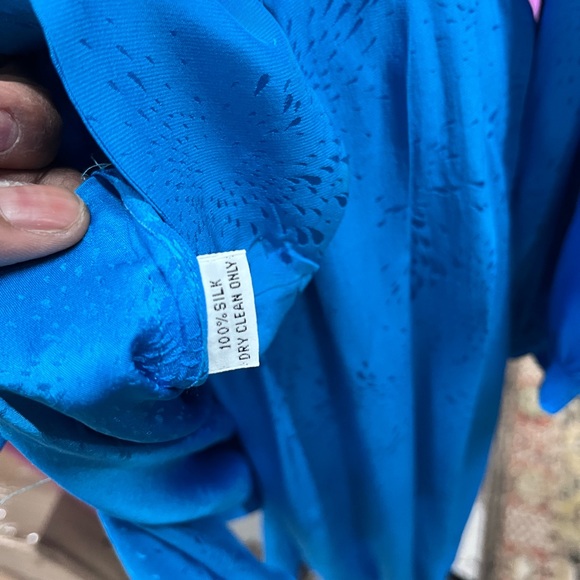 Elegant Vintage 1960’s Silk size 14 Blue Women's wrap Dress - Picture 5 of 8